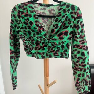 Vero Moda Vibrant Green Animal Print Crop Top